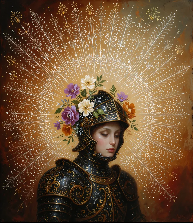 N0vuschr0ma Style A Woman In Medieval Ornate Black Armor Its...