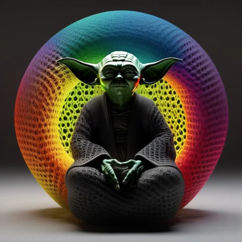 Masterpiece, A Intricate Display Of Cross Weaved Gyroid Rain... — SDXL AI Prompt: Masterpiece, a intricate display of cross weaved gyroid rainbow colored lattice...