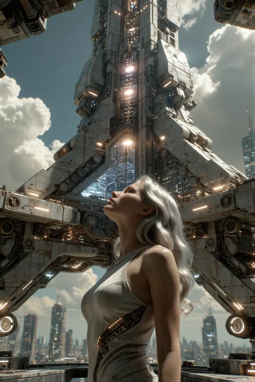 A Dramatic Low-angle Shot Of A Woman With Pale Skin And Long...