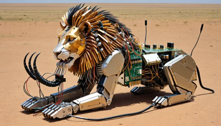 Mechanical Lion, Made With Transistors, Eating A Mechical Ga...