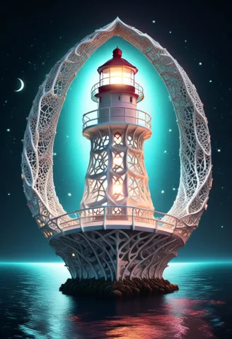 Gyroid, Lattice Structure, White Theme, Boat Made Out Of Lat... — SDXL AI Prompt: gyroid, lattice structure, White theme, boat made out of lattice structure, (lig...