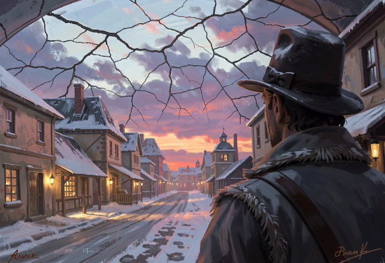 A Frontier Town Under A Cracked Dome Sky, Impressionist Styl...