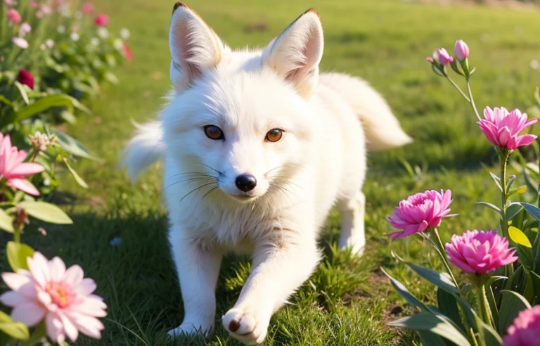 1 Fox, Lovable, White Fox, Fox Eyes, Running, During The Day...