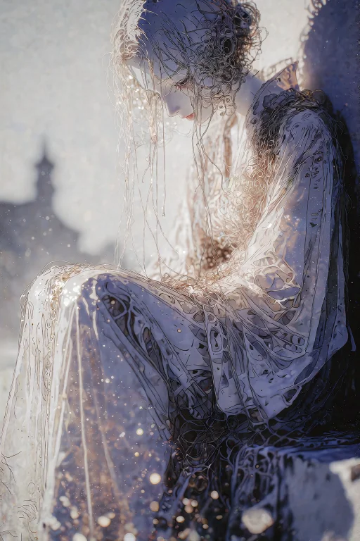 An Anime-style Digital Illustration In The Ethereal, Elongat...