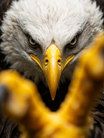 Extreme Close-up, 1bird, Bald Eagle Head Only, No Body Visib... — Stable Diffusion AI Prompt: extreme close-up, 1bird, bald eagle head only, no body visible, intense predator...