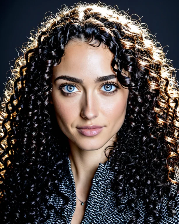 A Headshot Of A Stunningly Beautiful Woman With Long, Dark B...