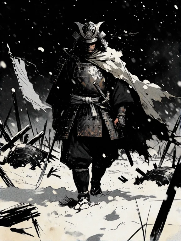 A Monochrome Dark Fantasy Comic Illustration Of An Adult Sam...