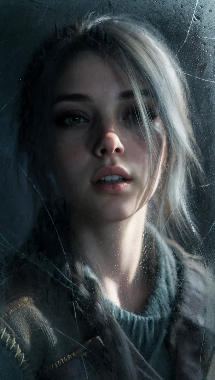A Photorealistic Close-up Portrait Of A Young Woman Viewed T...