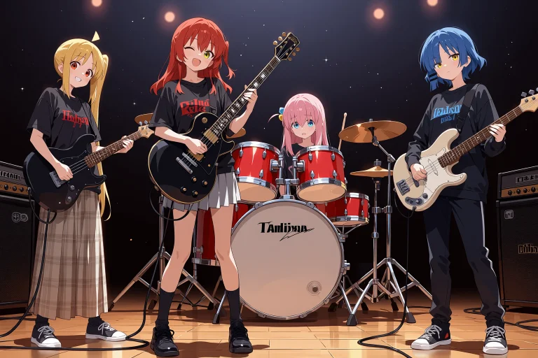 Masterpiece, Best Quality, Score7, Safe,,4girls, Hitori Goto...