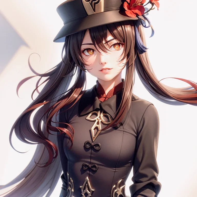 Flower, Redflower, Solo, Hat, Longhair,hu Hu Tao Genshin Imp...