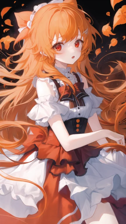 1girl, Orange Hair, Red Eyes, Dress, Solo1.3, Loramatchastyl...