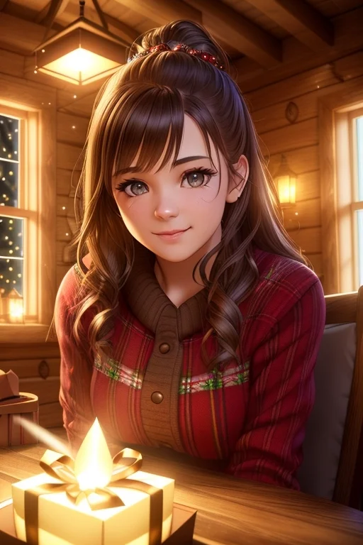 Happy New Year Beautiful Girl In, Cozy Intricate Christmas R...