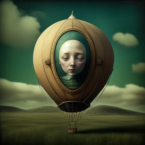 Surrealsteampunkai, A Picture Of A Hot Air Baloon — Stable Diffusion AI Prompt: (surrealsteampunkai)++, a picture of a hot air baloon