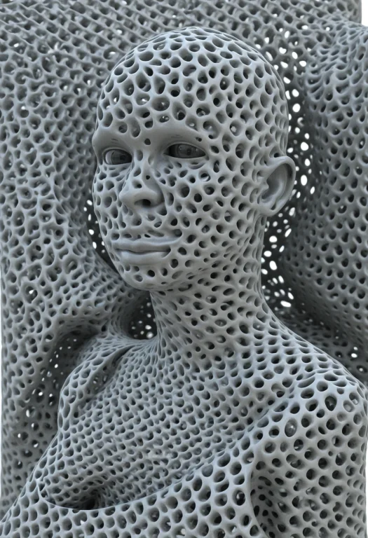 Portrait Of A Bald Woman --- Gyroid, Gyroid Lattice, Gyroid...