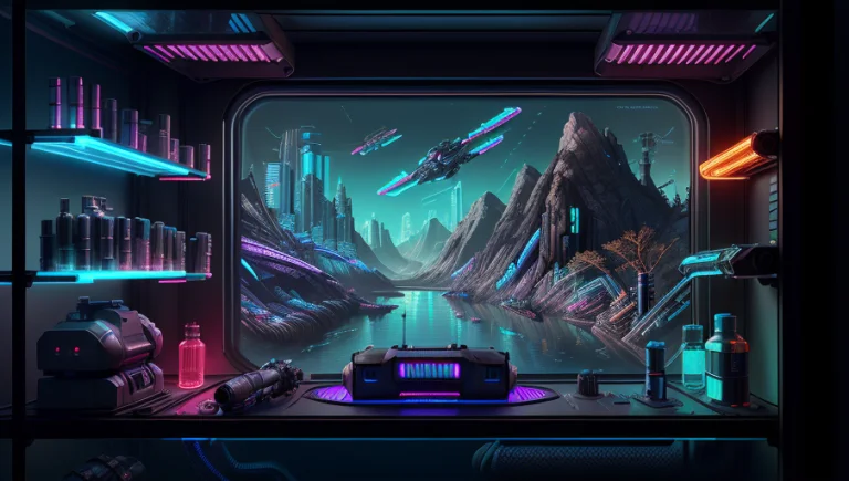 Cyberpunk Futuristic Laboratory With Robot Parts1.2 Strewn A...