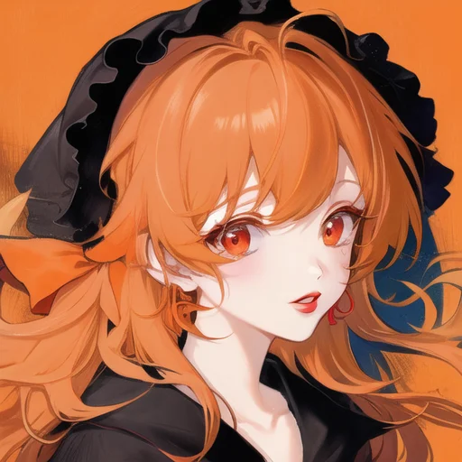1girl, Orange Hair, Red Eyes, Lipstick, Solo1.3, Loramatchas...