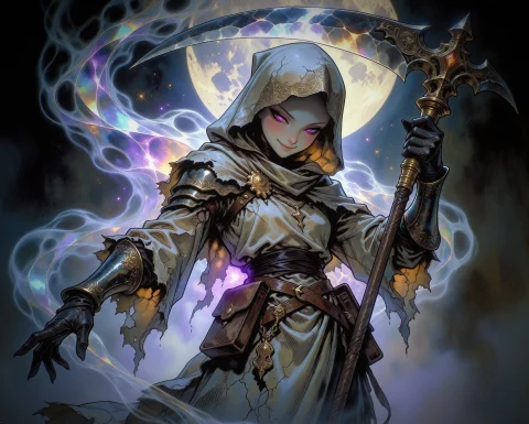 Ethereal Gothic Elegance, Mnfairydaal, Jss, A Lone Reaper, I... — Stable Diffusion AI Prompt: Ethereal Gothic Elegance, MNFairyDaal, jss, A lone Reaper, its face twisted into...