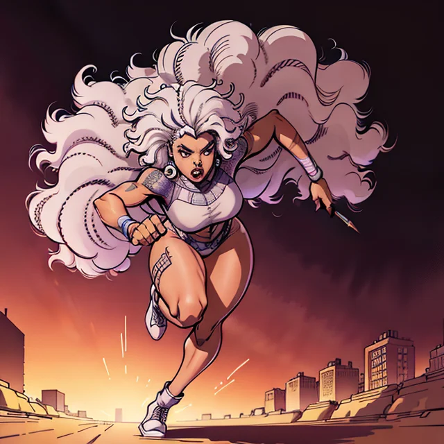 Inked, Afroamerican Girl, Running, High Quality, Detailed Dr...