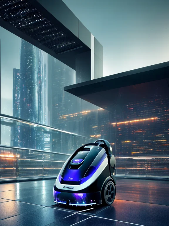 Futuristic Architecture, Wet City Background, Hyperrealistic...