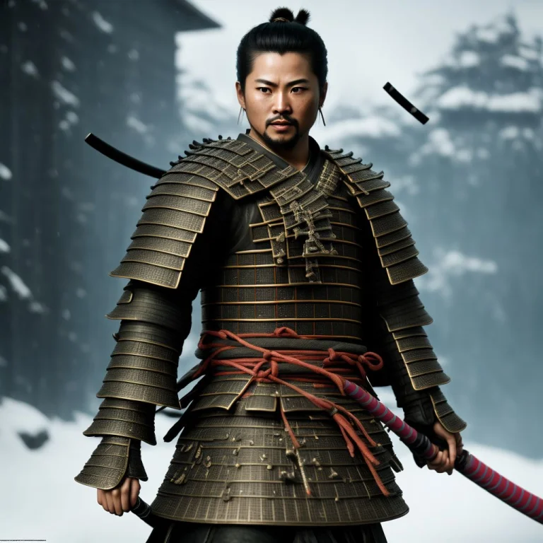 A Photo Of A Samurai Standing, Front View, Full Body1.4, Stu...