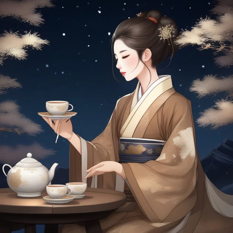 No Humans, Short Hair, Brown Hair, Closed Eyes, Hanfu, Drink...