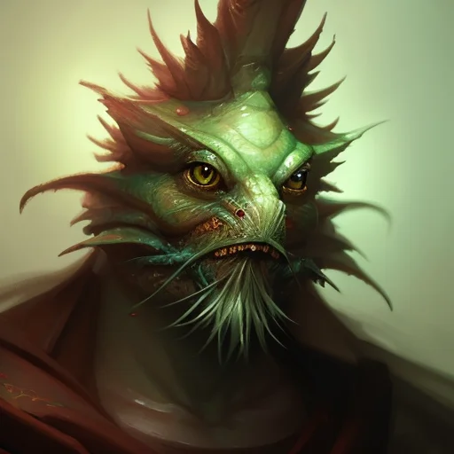Medium Close-up Portrait Of A Persian Locathahperson Warlock...