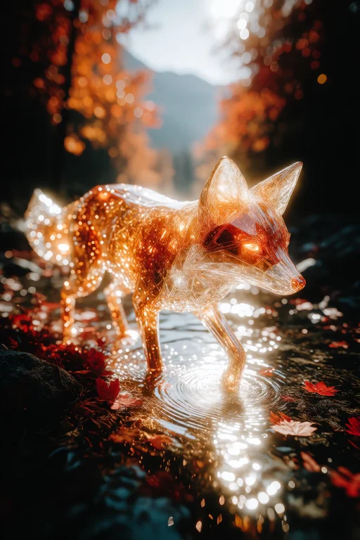 Zidiusart, A Hyper-realistic 3d Render Of A Fox Made Entirel...