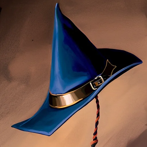 Midnight Blue Felt Pointy Wizard Hat On A Dark Background, B...
