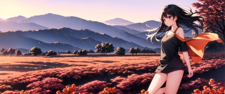 Sfw, 1girl, Solo Focus1.1, Very Wide Shot, Perspective, Dept...