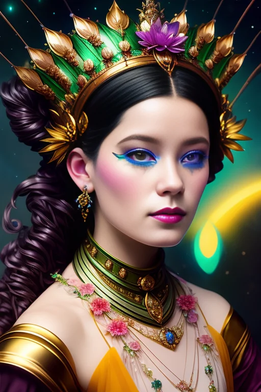 Silly Selfie Of Alien Queen, Queen, Floral, Dark Surrealism,...