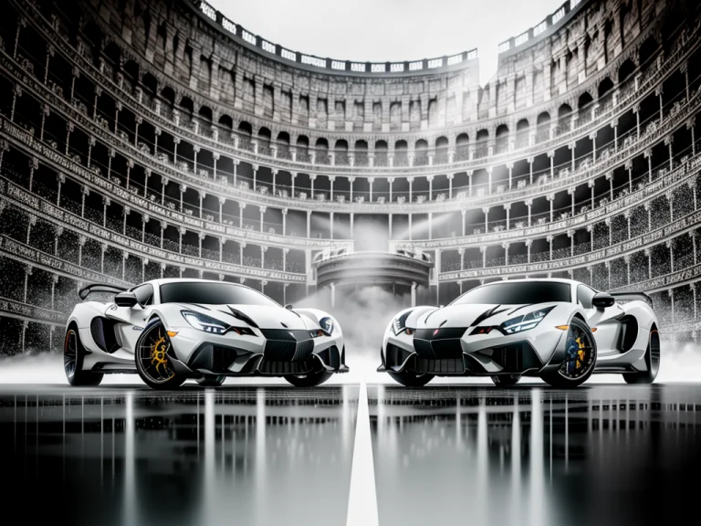 A 3d Render Of Pastel ,two Batmobiles Made Of Liquid Metal M...