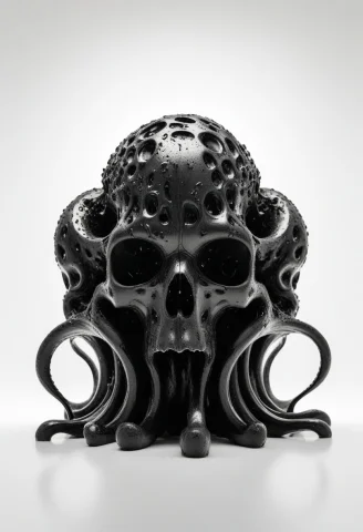 8k, Raw Digital Photo, A Skull Octopus Made Of Gyroid Struct... — SDXL AI Prompt: 8k, Raw digital photo, a skull octopus made of gyroid structure, surrounded by d...