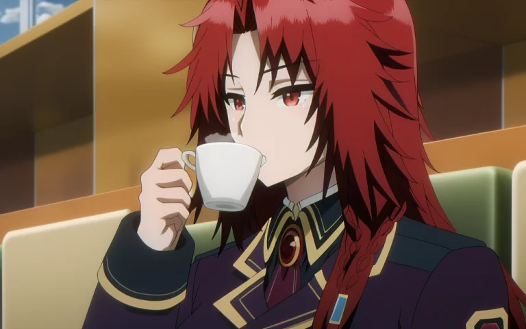 Iris, Redeye Uniform, Drinking His Coffee