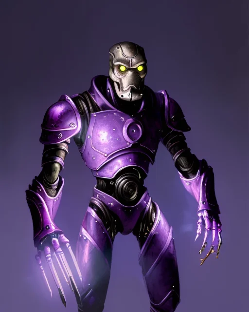 Medium Shot Portrait Of A Electric Purple, Warforgedperson,...