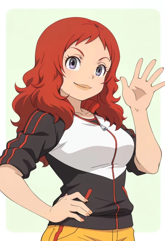 1girl, Gtmlnamiurabe, Upper Body, Hand On Hip, Waving, Smile