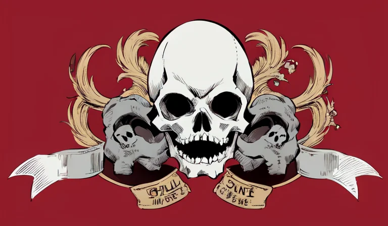 Skull, Red Background, Flag