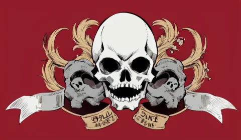 Skull, Red Background, Flag — Stable Diffusion AI Prompt: skull, red background, flag