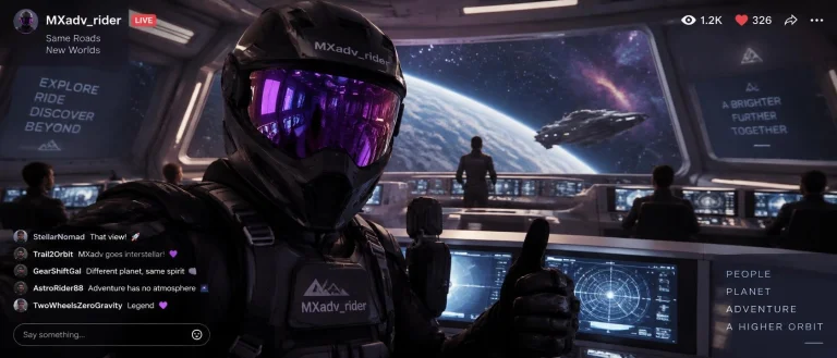 Mxadvrider With Purple Visor Broadcasting Live-stream From T...