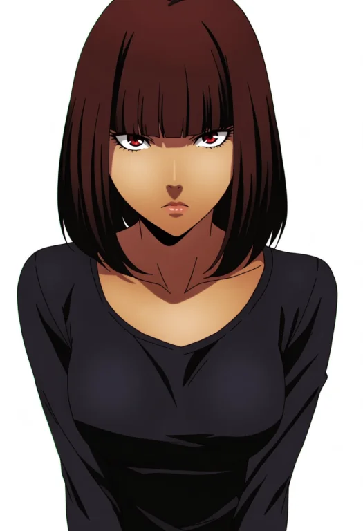 Style-lora, 1girl, Short Hair, Bob Cut, Dark Brown Hair, Red...