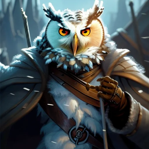 Medium Close-up Of A Atlantian, Snowy Owl Owlfolk Person, Fa...