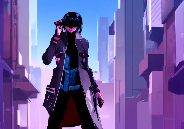 Kanji, Realistic Cyberpunk Hacker Woman, Wearing A Cyberpunk...