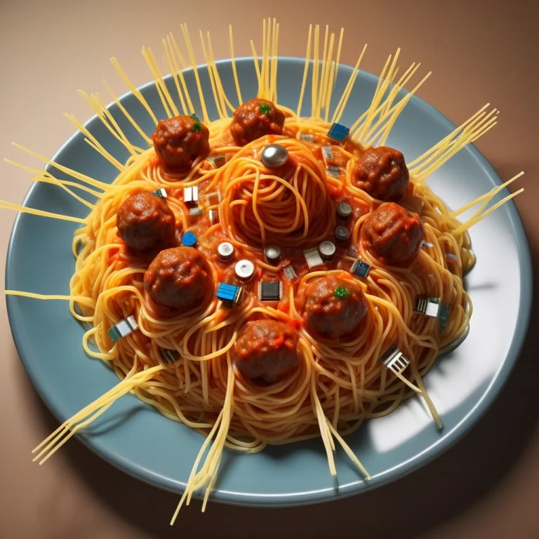 A Plate Of Spaghetti With Meatballs Made Completely Out Of D...