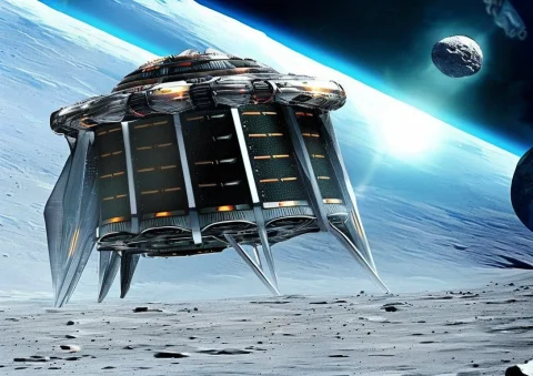 A Davespaceone Landing On The Moon — Stable Diffusion AI Prompt: a DaveSpaceOne landing on the moon