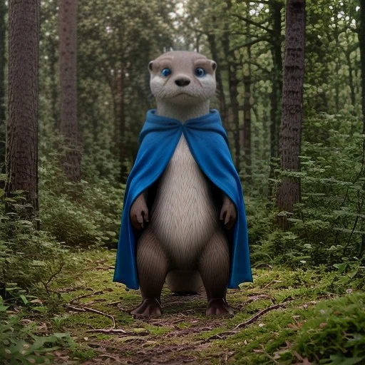 Nature, Outdoors, Forest, Otter, Cloak, Ai-generated, No Hum...