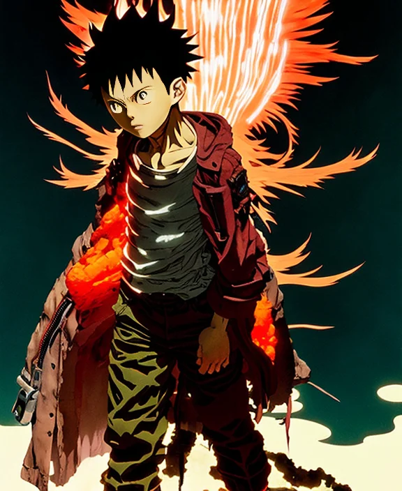 Tetsuo From Akira, Orange Spike Aura In Motion, Damaged Japa...