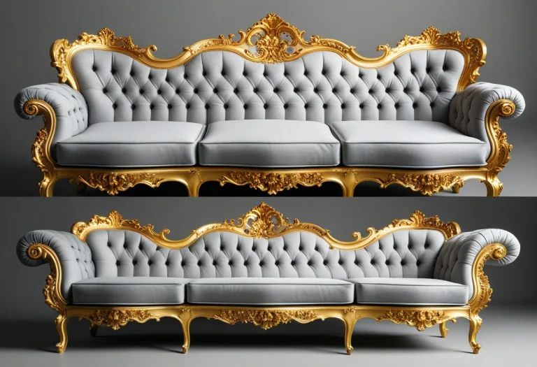 A Gilded Rococo Sofa, Multiple Views, Grey Background, High...