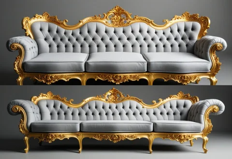 A Gilded Rococo Sofa, Multiple Views, Grey Background, High... — SDXL AI Prompt: a gilded Rococo sofa, multiple views, grey background, high resolution, rating_s...