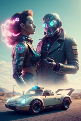 An Analog Style Photo Of A Synthwave Style Man Driving A Tru... — Stable Diffusion AI Prompt: an analog style photo of a synthwave style man driving a truck in a postapocalyp...