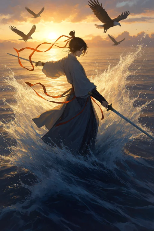 Composition  Pose A Dynamic, Mid-action Composition Centered...
