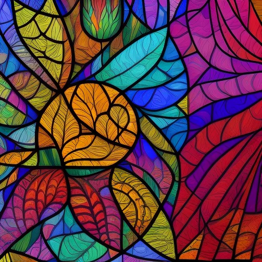 A Stained Glass Of A Colorful Tree, Intricate, Psychedelic A...